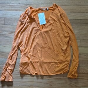 Soft Surroundings Relaxed V-Neck Orange Blouse